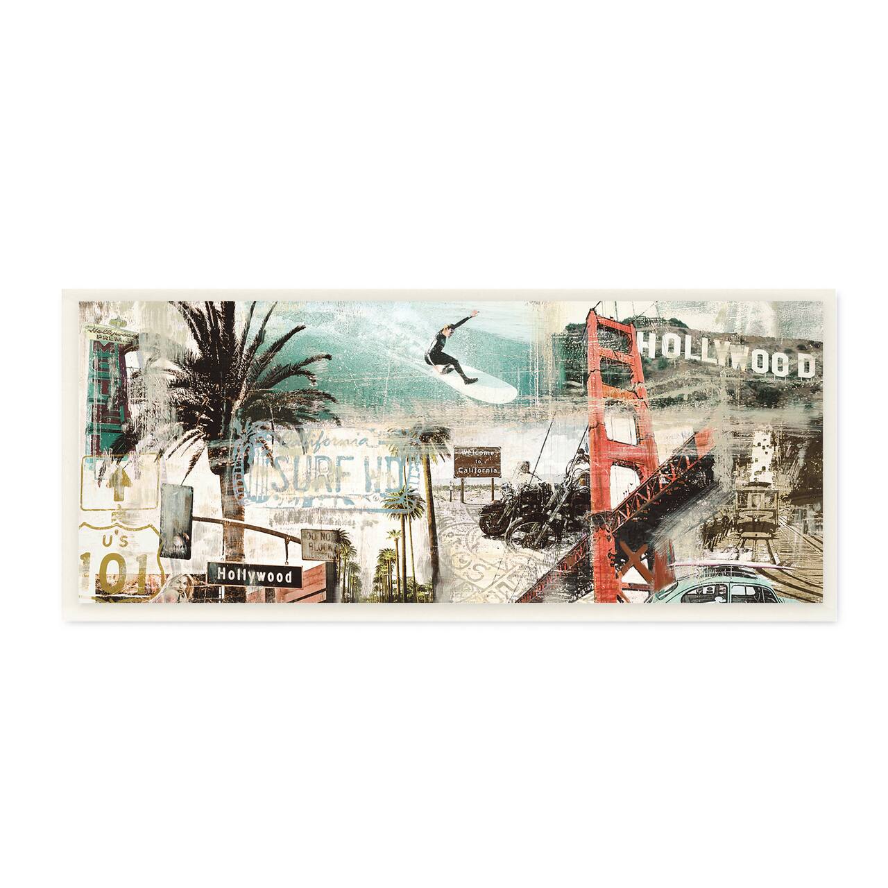 Stupell Industries Vintage California Collage Urban City Landmarks,7" x 17"